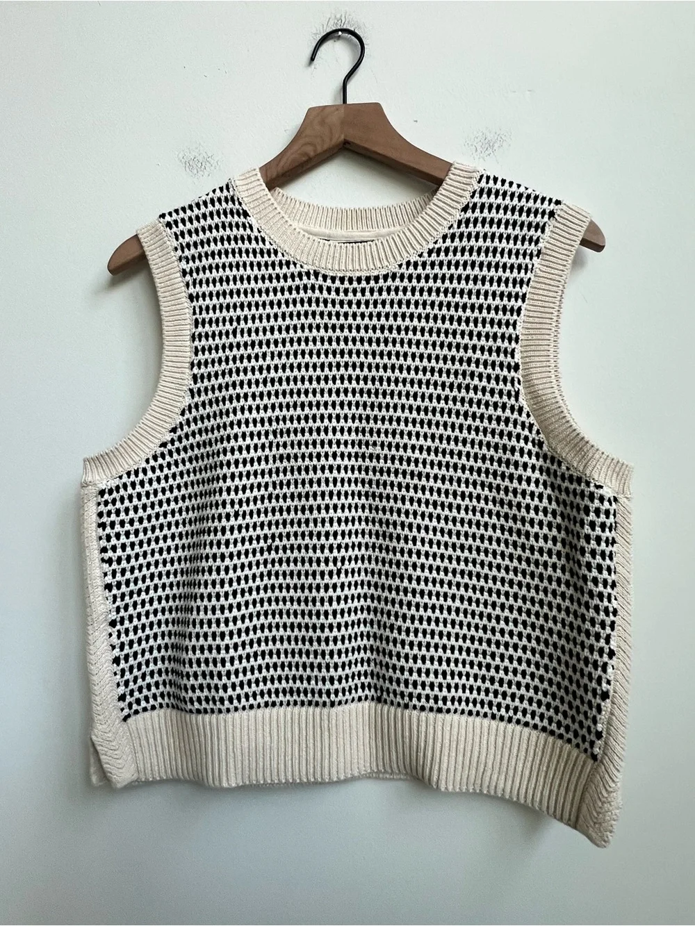 Anthropologie Varley Knowles Textured Knit Sleeveless Sweater Vest Large Birch